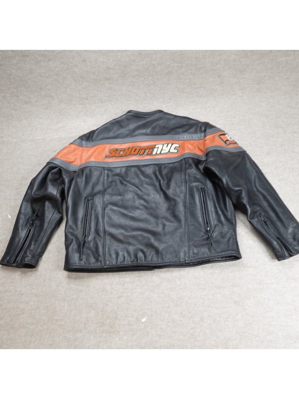 Schott NYC Mens Jacket 2XL Black Leather Cafe Racer Double Sided Made in USA